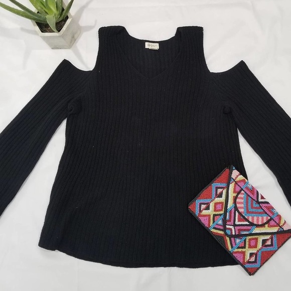 Style&CO Peek-a-boo Black Sweater - 1x - Picture 1 of 5